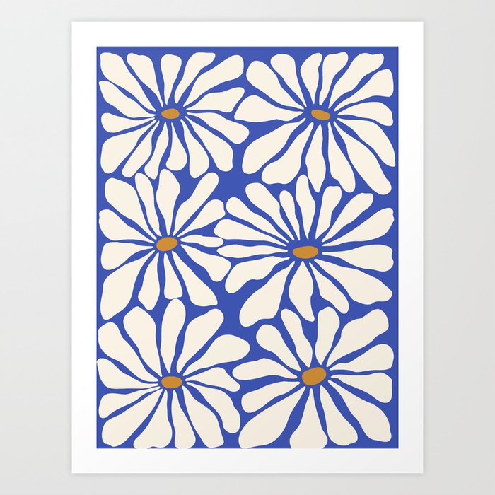 Sunny Floral Blue Art Print
