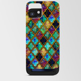 Moroccan tiles iridescent pattern golden mesh iPhone Card Case