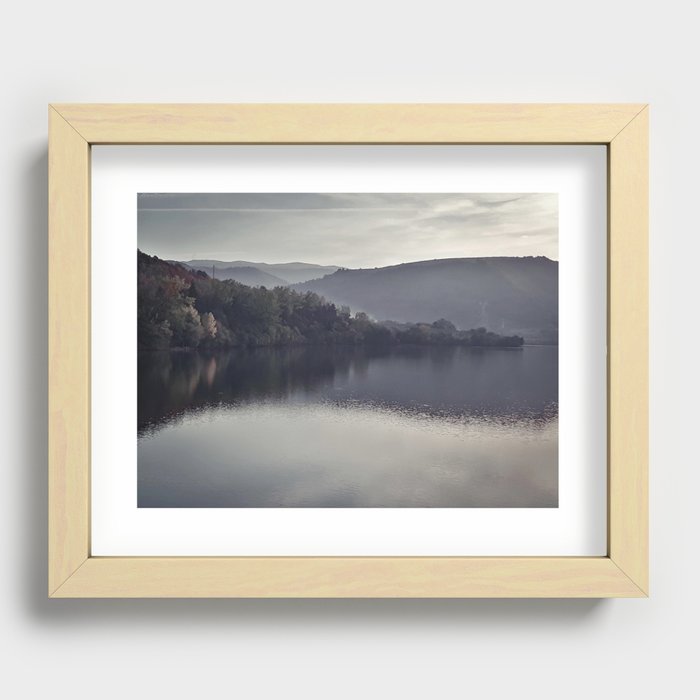 Deep autumn mountain lake mirror landscape Recessed Framed Print