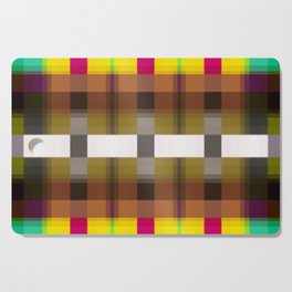 geometric symmetry pixel square pattern abstract background in yellow pink green Cutting Board