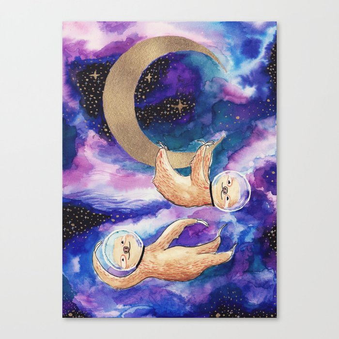 Sloths in Space Canvas Print