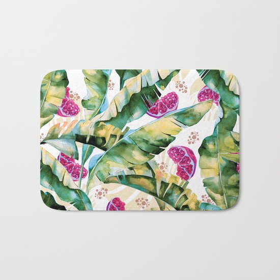 Banana leaf & Pomegranate II Bath Mat