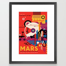 NASA Retro Space Travel Poster #9 Mars Framed Art Print | Space, Planet, Fiction, Decor, Children, Explore, Colorful, Science, Print, Explorer 