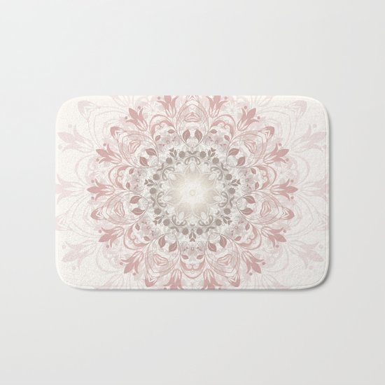 Rose Pastel Floral Mandala Bath Mat