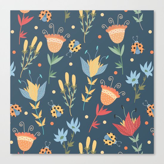 Floral blue pattern Canvas Print