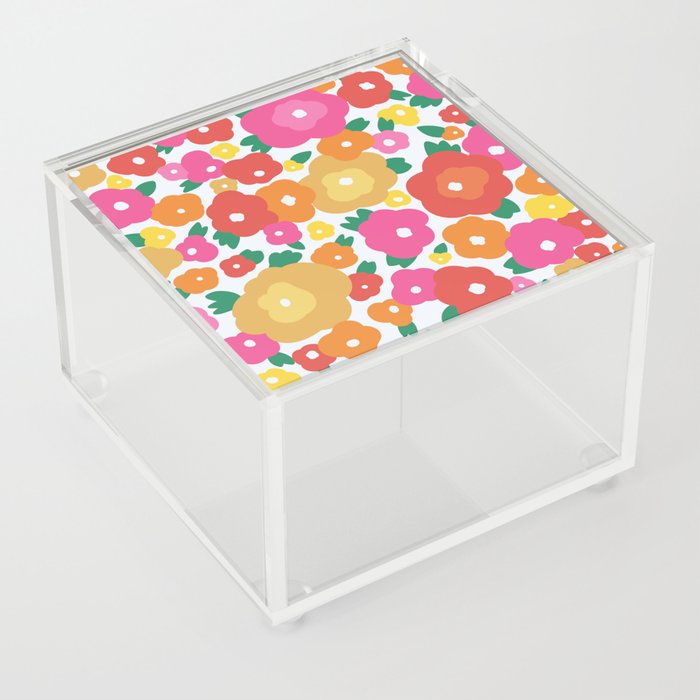 Flower Market Barcelona Retro Bright Flowers Acrylic Box