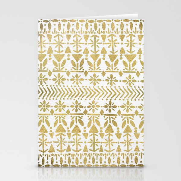 Norwegian Pattern – Gold on White Stationery Cards