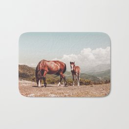 Wild Horses - Horse Photography - Mountains Wanderlust Travel photography by Ingrid Beddoes  Bath Mat