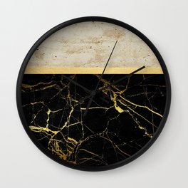 Gold and Marble Stripes 2 Wall Clock | Stripes, Gold, Nature, Marble, Italianmarble, Pattern, Graphicdesign, Stone, Vinzzep, Designerstone 