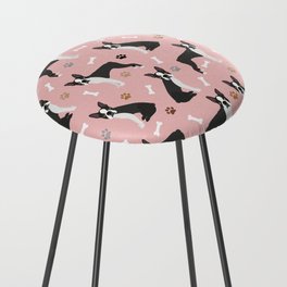 Boston Terrier Dogs Pattern Pink Counter Stool