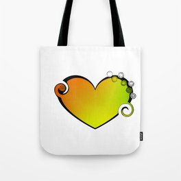 Graceful heart made of green spirals and yellow monograms in vintage style. Tote Bag
