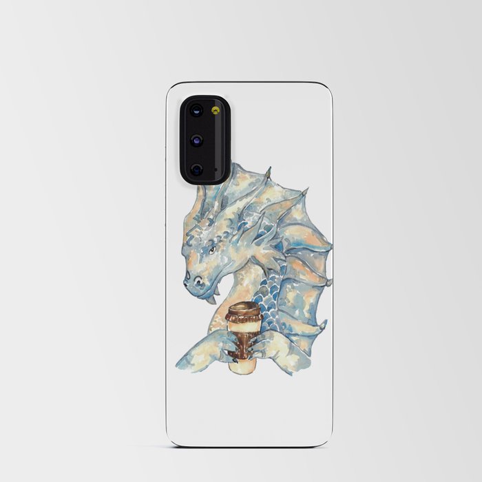 Dragon drinking coffee painting watercolour Android Card Case