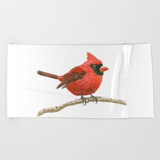 Cardinal bird Beach Towel