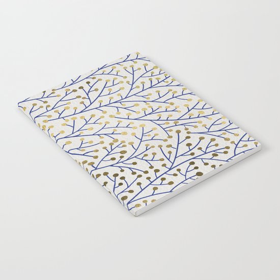 Berry Branches - Navy & Gold Notebook
