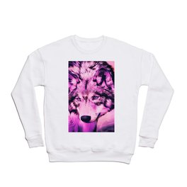 Wolf Spirit in Pink Crewneck Sweatshirt