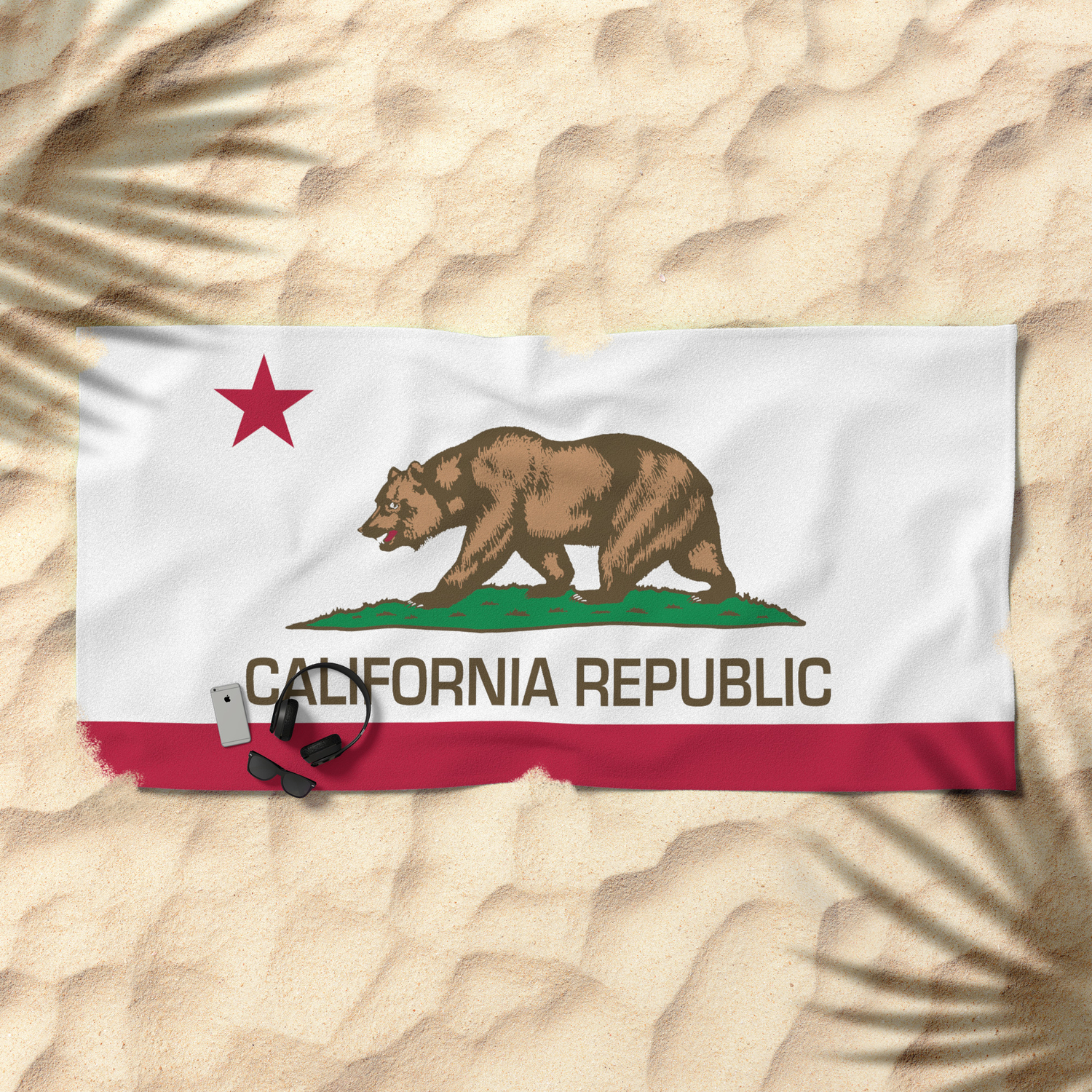 CASU Beach Towel California Republic Flag Serviette de Plage Microfibre Super Absorbant Personnalit/é Serviette de Bain Couverture de Plage /à S/échage Rapide