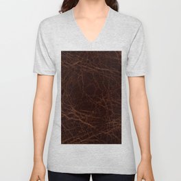 Old rustic brown leather pattern V Neck T Shirt