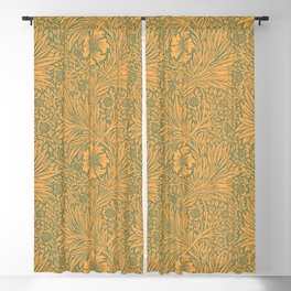Orange and Teal Marigold by William Morris Antique Vintage Victorian Jugendstil Art Nouveau Retro Pattern Blackout Curtain