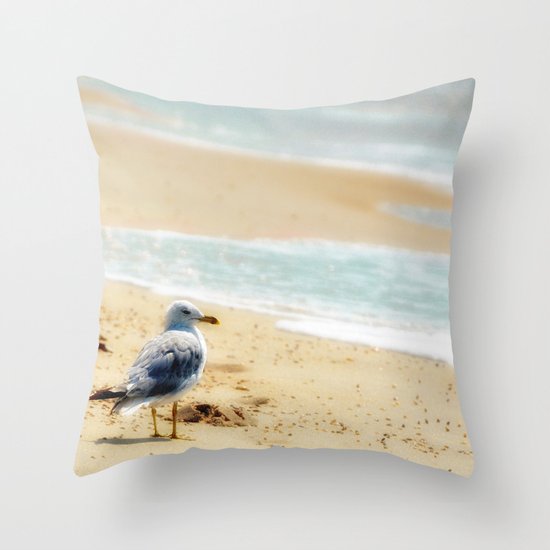 Lonely gull of summer. Throw Pillow