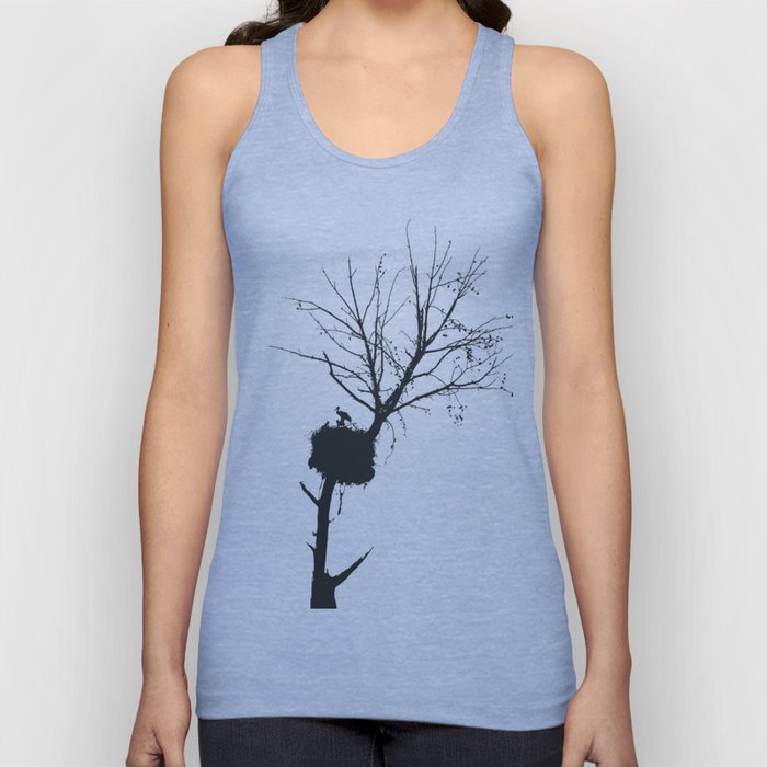 Silhouette Of Stalk Nest and Fledglings Vector Tank Top