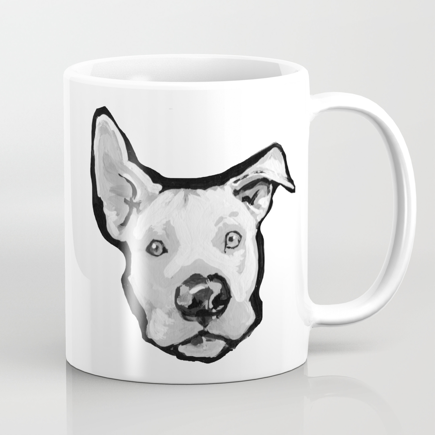 rescue me pit bull pitbull dog pop art black and white painting by lea coffee mug by wilddogs
