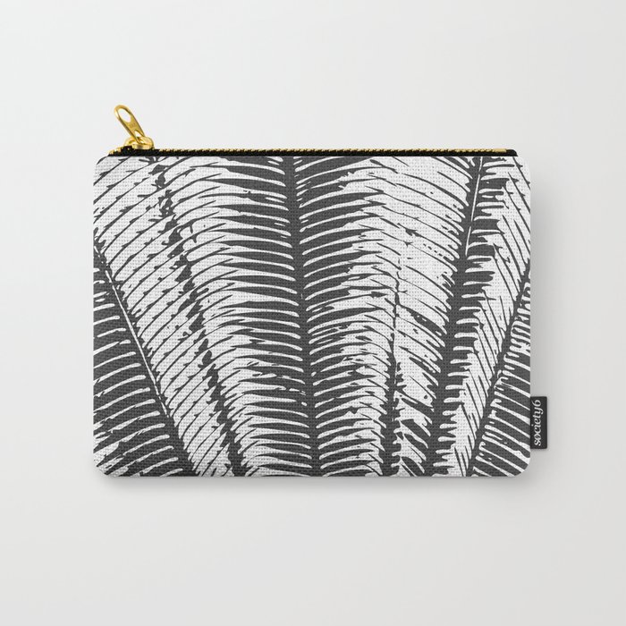 Black and White Modern Tropical Palm Fronds Carry-All Pouch