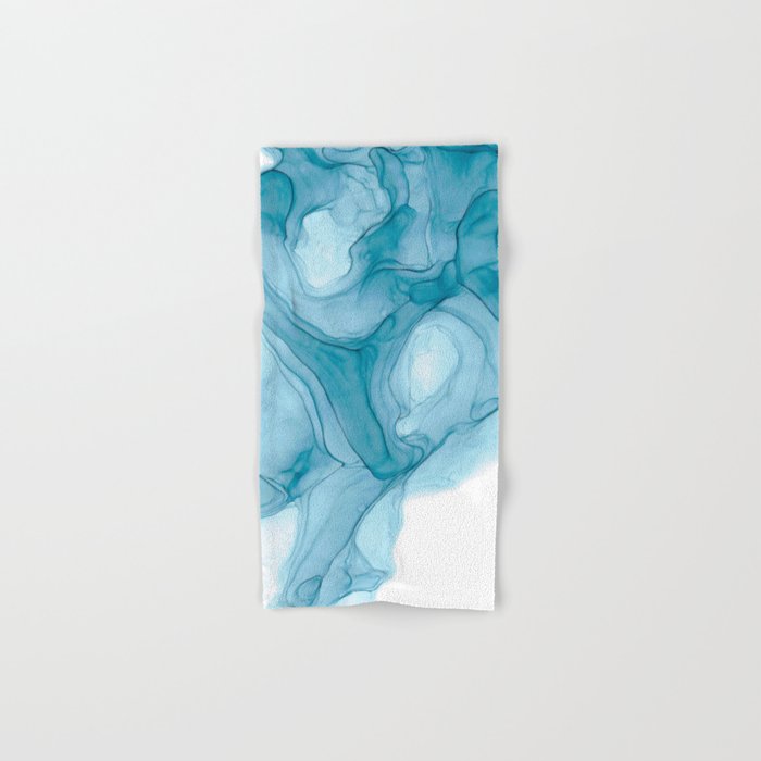 Melted Blue Jeans 41122 Modern Abstract Alcohol Ink Painting by Herzart Hand & Bath Towel