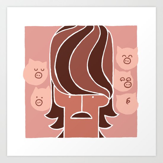 George & Piggies Art Print