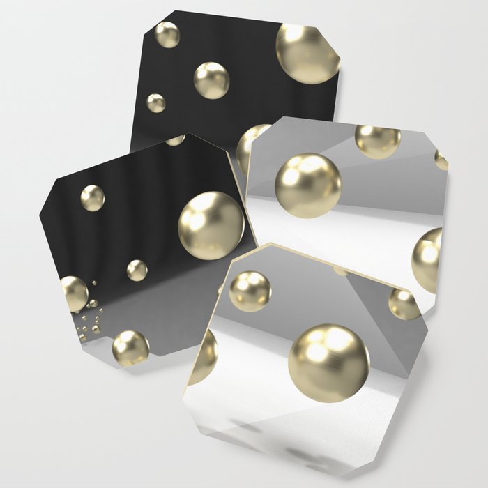 Abstract 3d balck and gold design Coaster