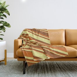 [ Thumbnail: Brown, Chocolate & Tan Colored Stripes/Lines Pattern Throw Blanket ]