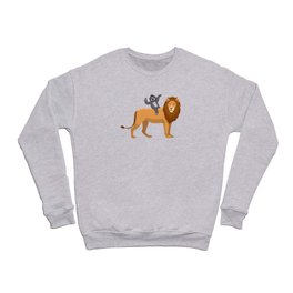 Sloth Riding A Lion Funny Animals T-Shirt Crewneck Sweatshirt