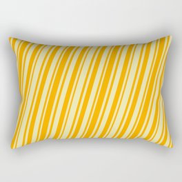 [ Thumbnail: Pale Goldenrod and Orange Colored Lined/Striped Pattern Rectangular Pillow ]