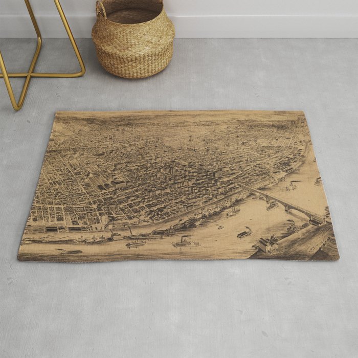 Vintage Pictorial Map Of St Louis Mo 1892 Rug By Bravuramedia