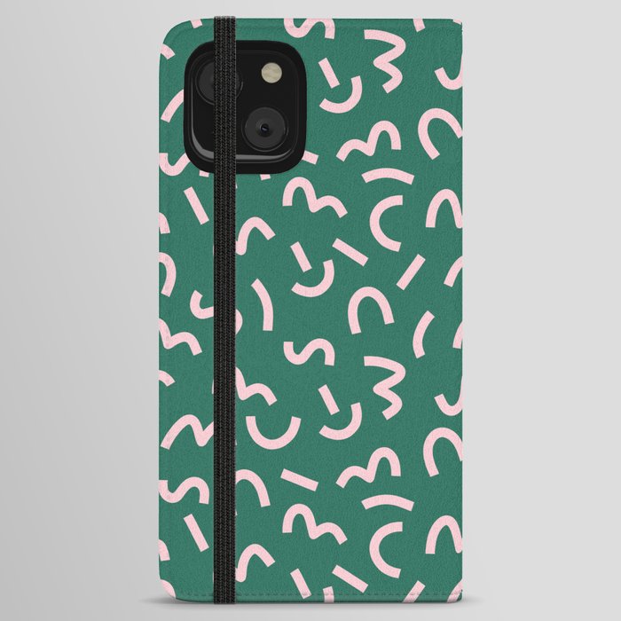 Funky Green and Pink Pattern iPhone Wallet Case