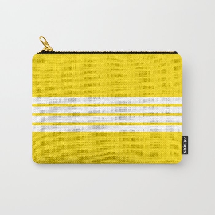 Classic White Stripes on Yellow Carry-All Pouch