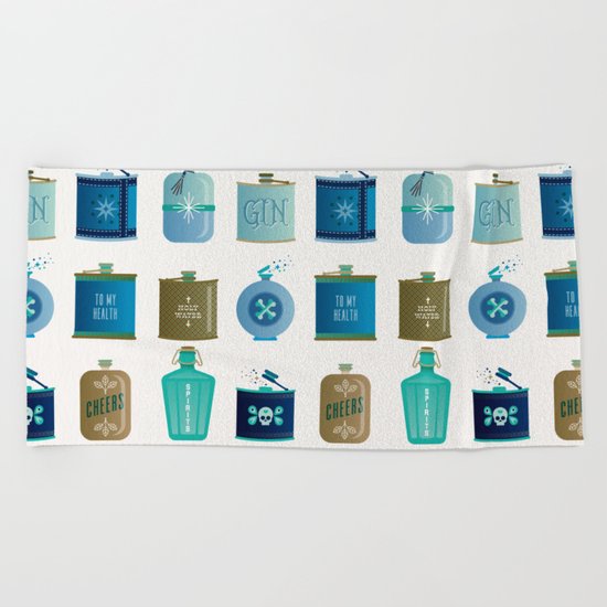 Flask Collection – Blue and Tan Palette Beach Towel