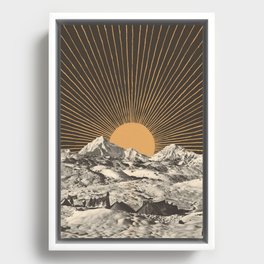 Mountainscape 6 - Night Sun Framed Canvas