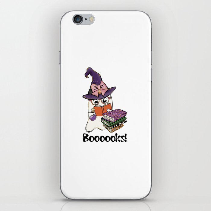 Halloween funny cute ghost reading books iPhone Skin