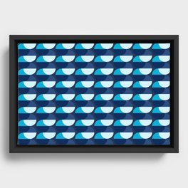 Mid century modern blue geometric pattern Framed Canvas