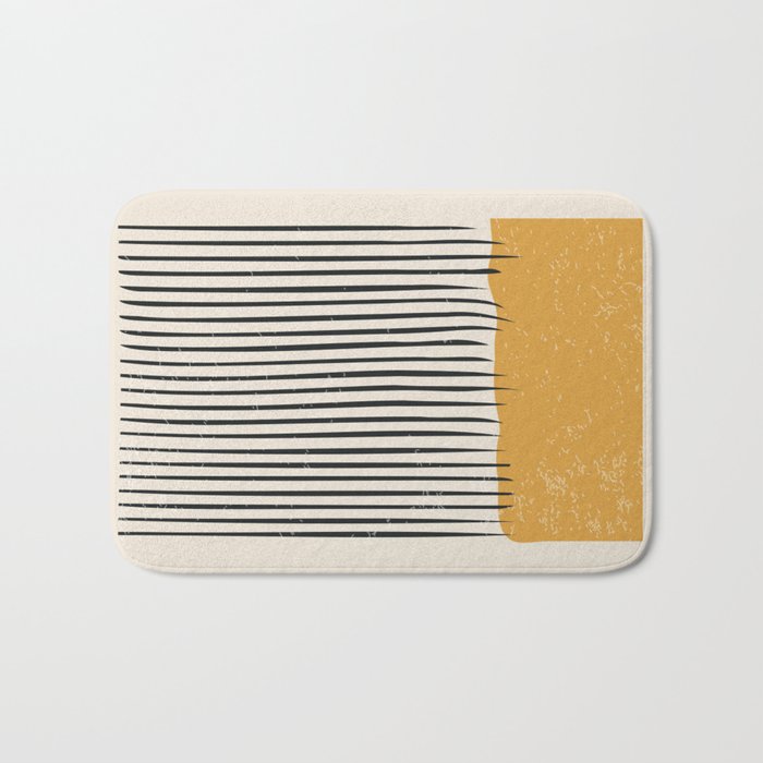Mid Century Modern Minimalist Rothko Inspired Color Field With Lines Geometric Style Bath Mat