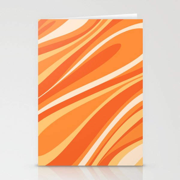 Fluid Vibes Retro Aesthetic Swirl Abstract in Tangerine Orange Tones Stationery Cards