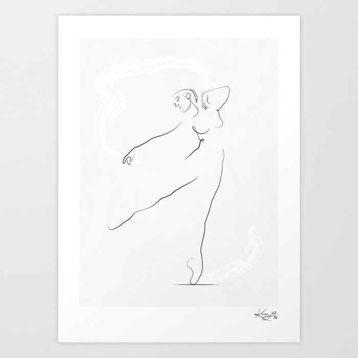 'REACH', Dancer Line Drawing Art Print