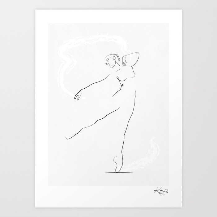 U0026 39 Reach U0026 39 Dancer Line Drawing Art Print By Kerrykg