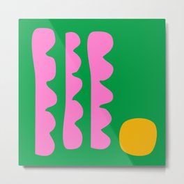 Spring Whimsy Metal Print | Summery, Painting, Minimal, Contemporary, Whimsical, Playful, Pink, Green, Shapes, Fun 