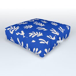 Henry Matisse Inspired Seaweed Pattern Blue Outdoor Floor Cushion | Simple, Henrimatisse, Midcenturymodern, Leaf, Seagrass, Beach, Sea, Graphicdesign, Boho, Cutouts 