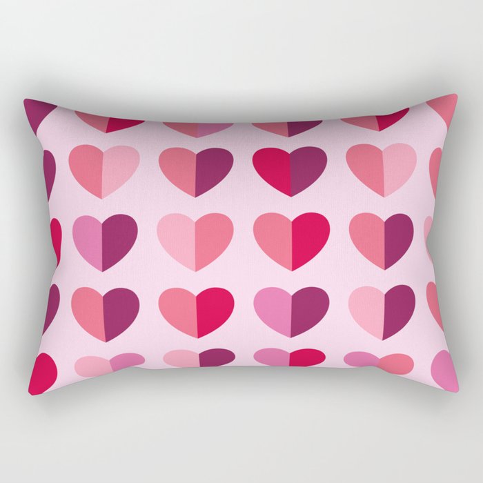 Retro pink Valentine's Day half-hearts Rectangular Pillow