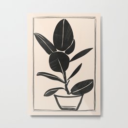 Minimal Abstract Art Plant 16 Metal Print