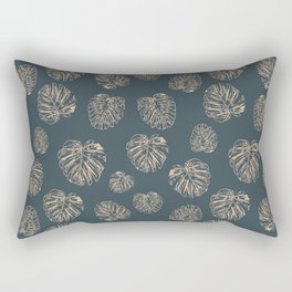 Gold monstera leaf seamless pattern Rectangular Pillow