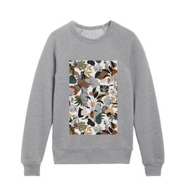 Abstract of birds in the jungle Kids Crewneck