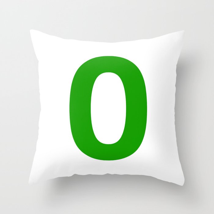 Number 0 (Green & White) Throw Pillow